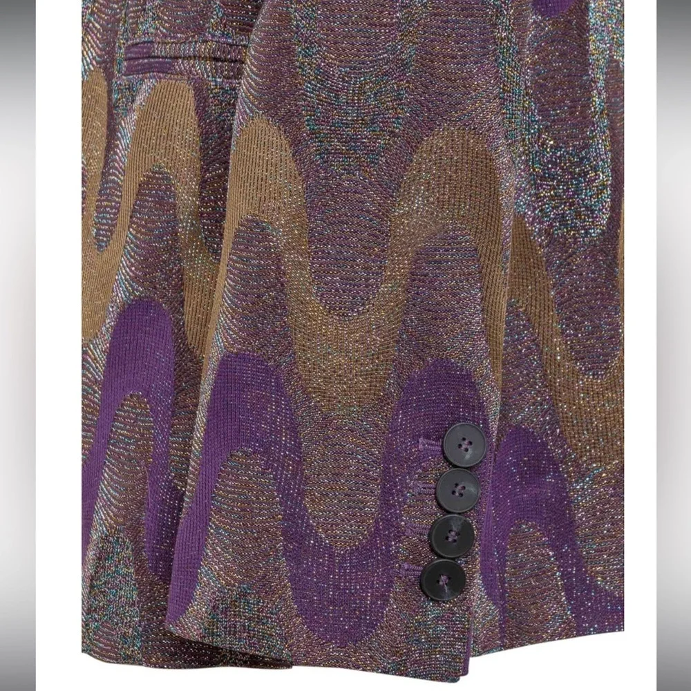 M MISSONI PURPLE ZIGZAG Metallic Blazer Jacket with Metallic Fiber - Picture 6 of 8